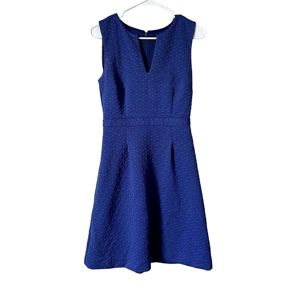 J.Crew deep royal blue vneck fit and flare dress sleeveless summer sundress form